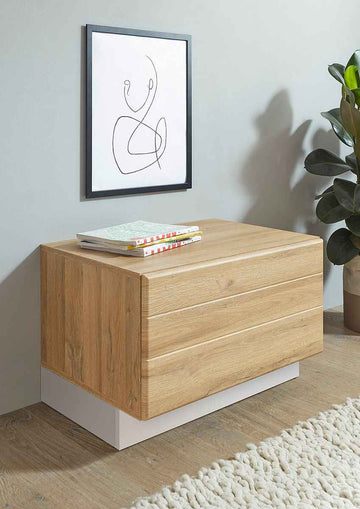 Comodă maro alb 70 cm cu ușă și compartimente, design modern cu aspect de lemn pentru living sau dormitor, înălțime 46 cm JAMAICA