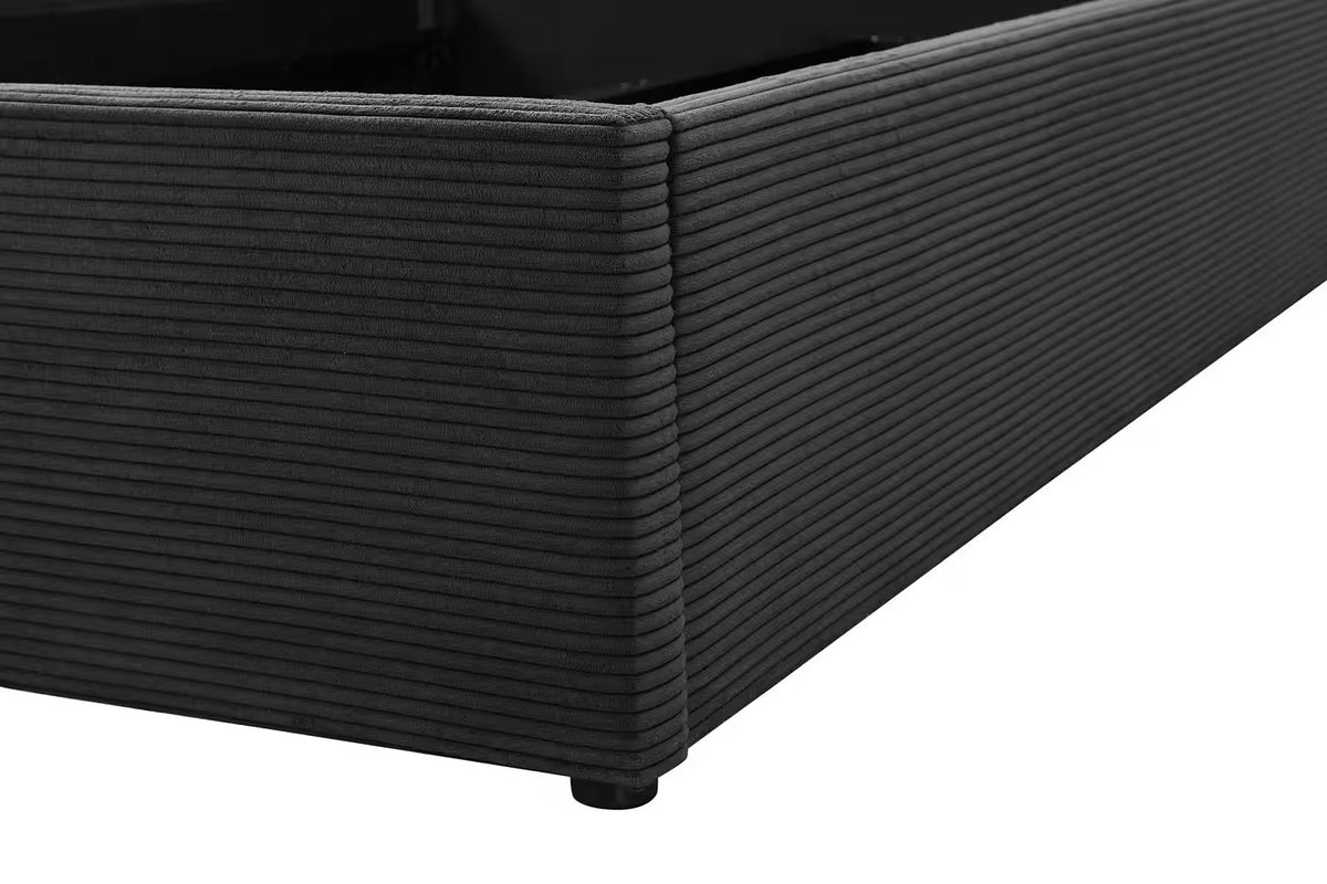 Cadru pat 180x200 cm, tapițat velur catifelat, culoare neagră, 104 cm înălțime, design elegant pentru dormitor