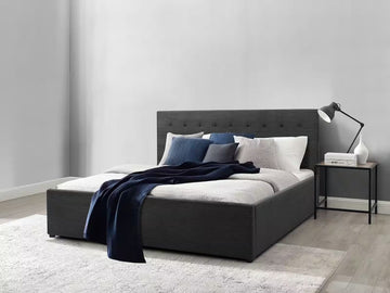 Cadru pat 180x200 cm, tapițat velur catifelat, culoare neagră, 104 cm înălțime, design elegant pentru dormitor