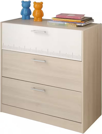 Comoda 78 cm latime, culoare crem, 3 sertare, 82 cm inaltime