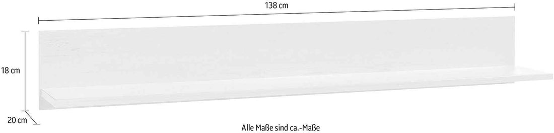 Etajeră 138 cm lățime, alb-maro, raft suspendat din MDF, design modern pentru living, dormitor sau birou