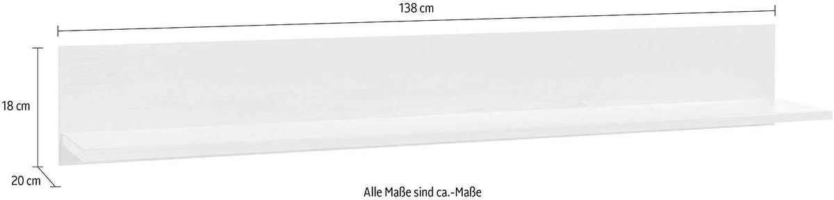Etajeră 138 cm lățime, alb-maro, raft suspendat din MDF, design modern pentru living, dormitor sau birou