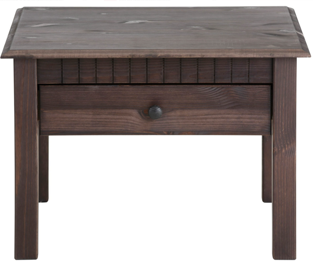 Masuta de cafea patrata cu sertar, material lemnos, culoare maro inchis, 60 cm, design compact si elegant pentru living