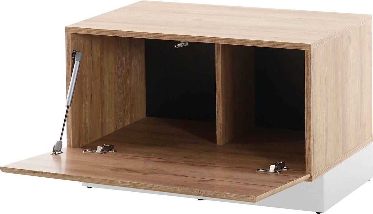 Comodă maro alb 70 cm cu ușă și compartimente, design modern cu aspect de lemn pentru living sau dormitor, înălțime 46 cm JAMAICA