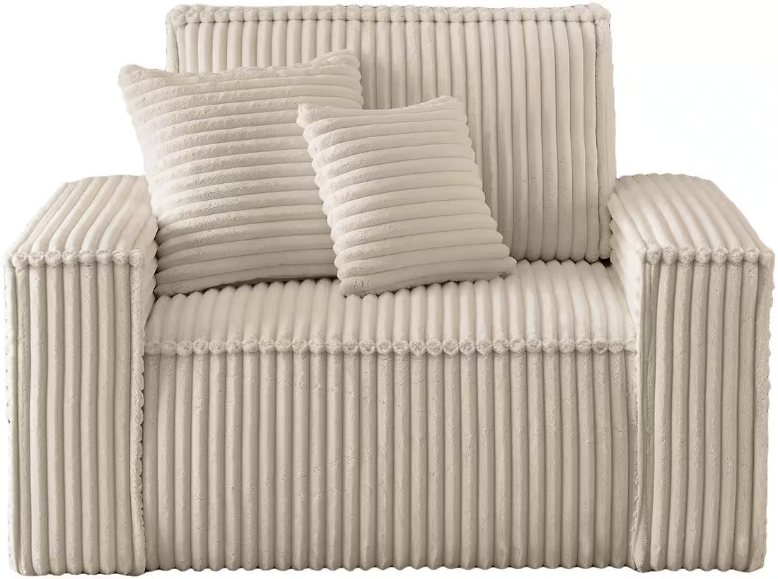 Fotoliu modern pentru living 120 cm, tapițat în velur catifelat crem, design confortabil elegant contemporan PRAGA