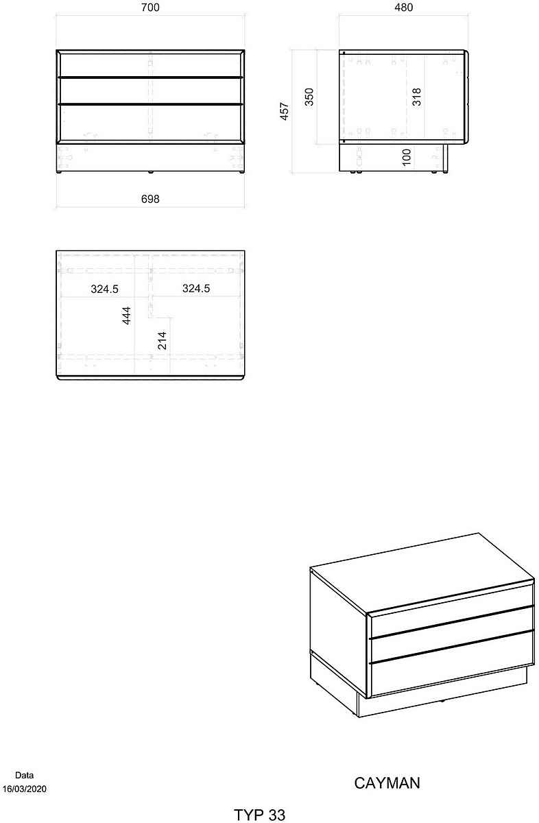 Comodă maro alb 70 cm cu ușă și compartimente, design modern cu aspect de lemn pentru living sau dormitor, înălțime 46 cm JAMAICA