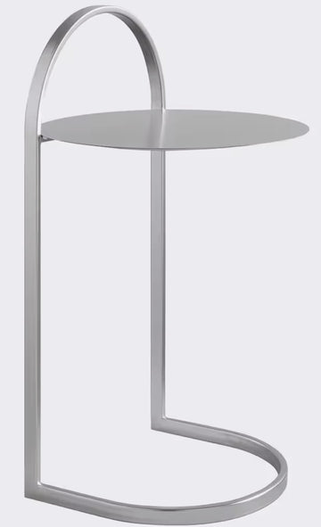 Masuta de cafea rotunda tip suport din metal, culoare gri, 35 cm, design compact si modern ideala pentru spatii mici sau decor minimalist