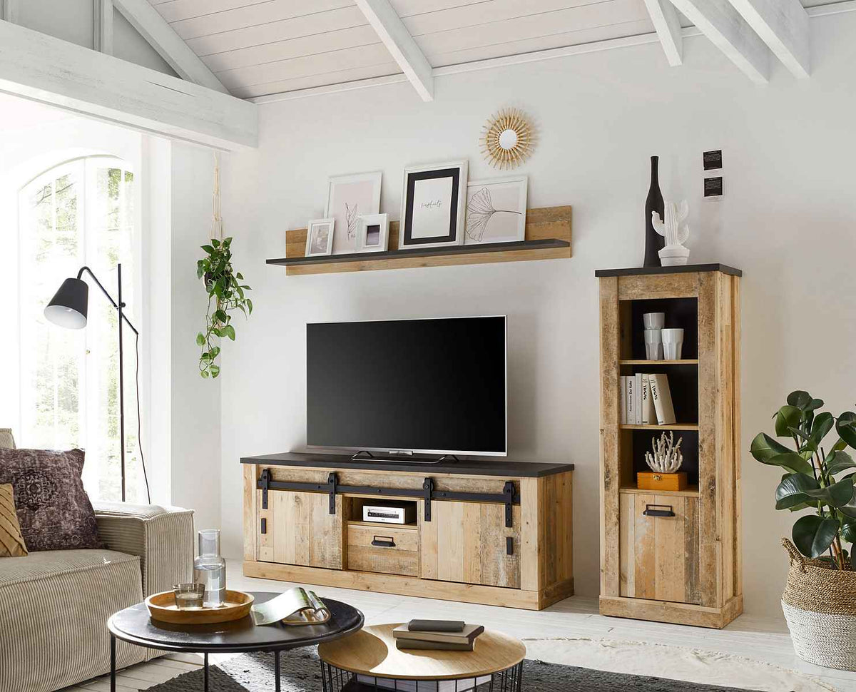 Etajeră 160 cm lățime, maro-negru, raft suspendat din MDF, design modern pentru living, dormitor sau birou