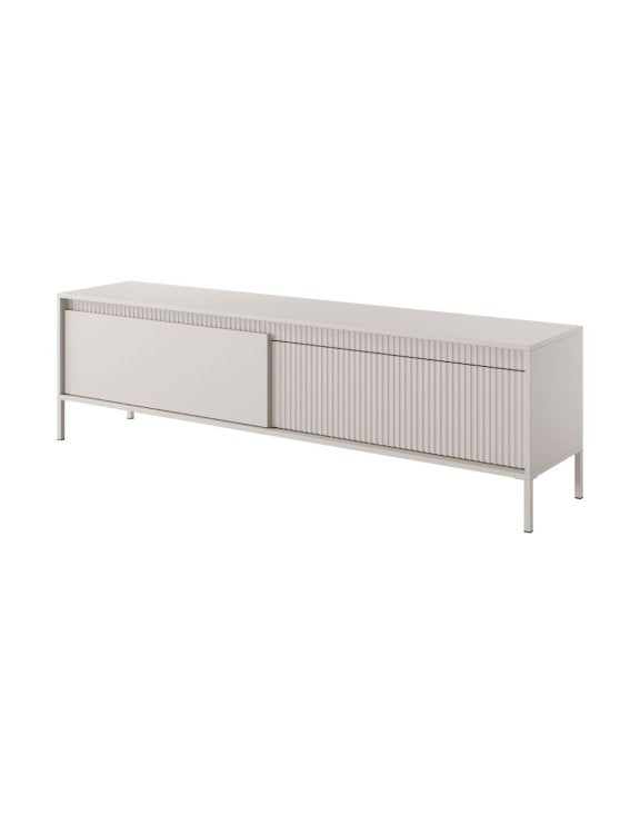 Comodă TV champagne 187 cm cu 2 compartimente, design modern minimalist pentru living STRIA