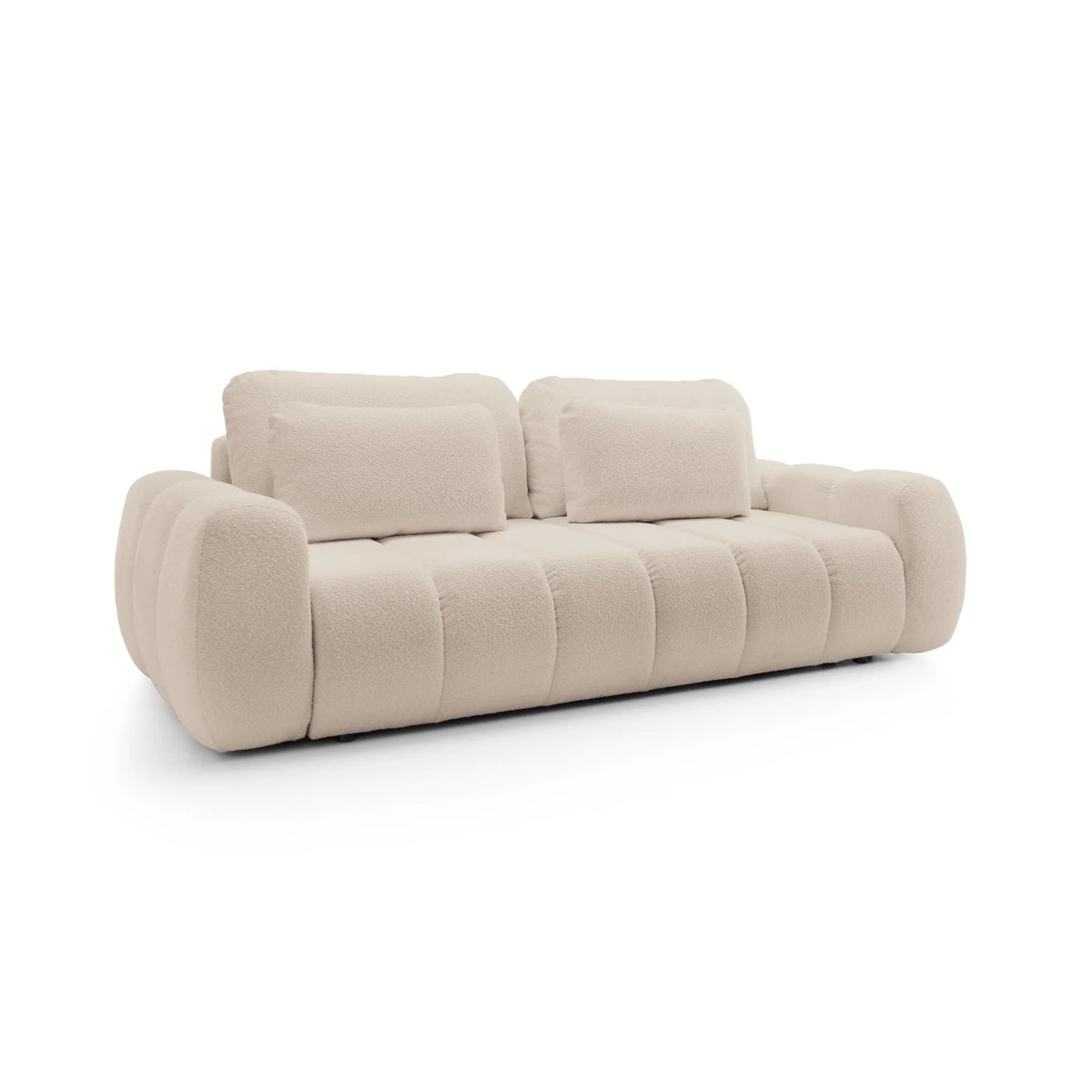Canapea extensibilă 4 locuri, design rotunjit premium, cu ladă depozitare, arcuri și spumă de densitate inalta, 259 cm lungime BILLY