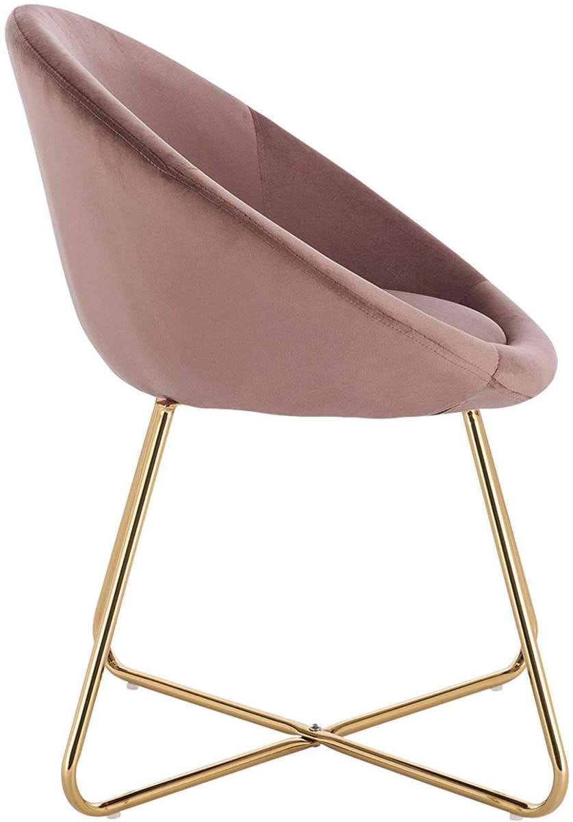 Set 2 fotolii moderne, catifea roz, picioare aurii, design elegant și confortabil pentru living sau dining