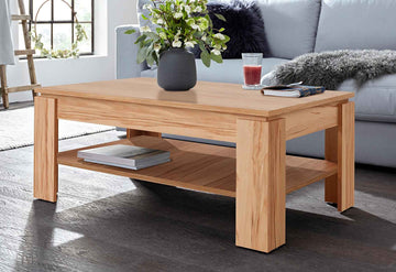 Masuta de cafea dreptunghiulara cu raft inferior, MDF, culoare maro, 110 cm, design simplu si functional cu spatiu generos de depozitare pentru living