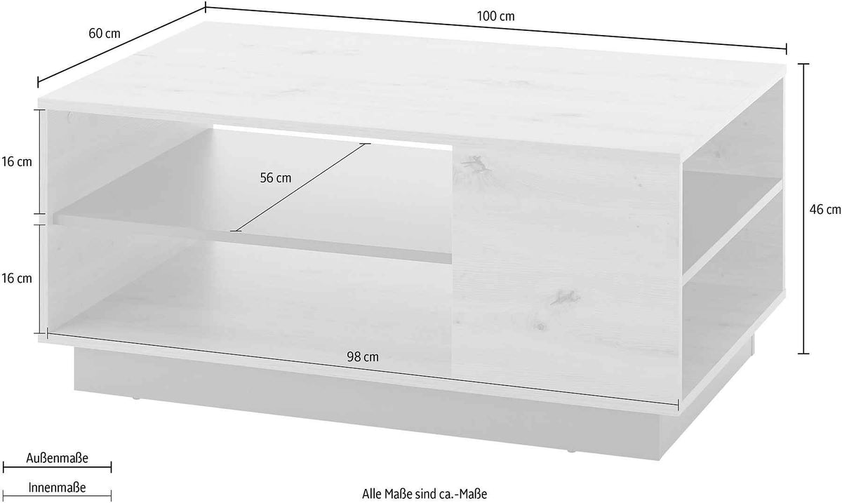 Masuta de cafea dreptunghiulara cu raft si compartiment, MDF si PAL, culoare maro-negru, 100 cm, design modern cu spatiu practic pentru depozitare in living