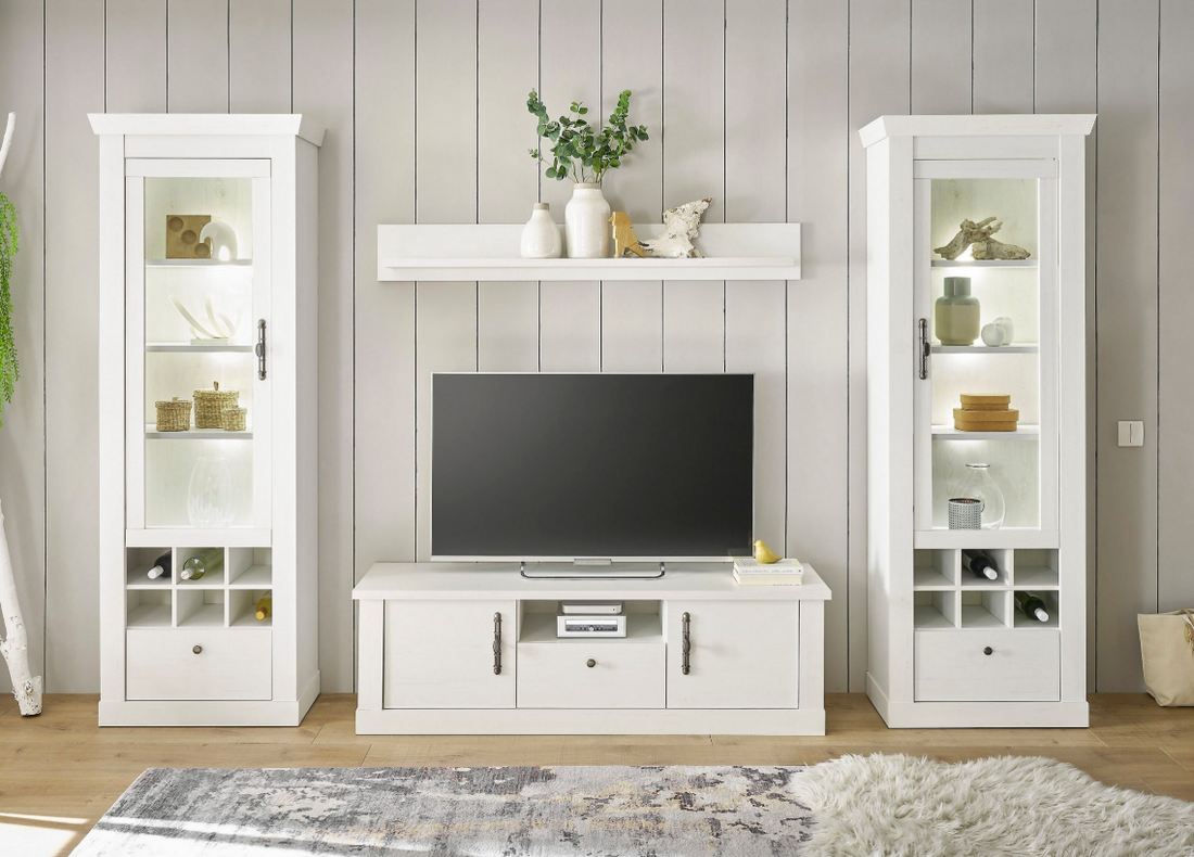 Etajeră 150 cm lățime, alb, raft suspendat din material lemnos, design modern pentru living, dormitor sau birou