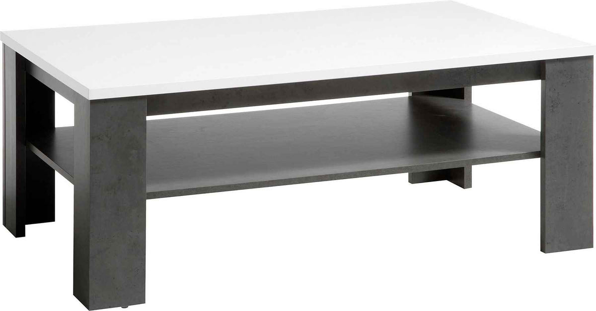 Masuta de cafea dreptunghiulara cu raft inferior, MDF, culoare alb-negru, 118 cm, design modern si contrast elegant pentru living contemporan