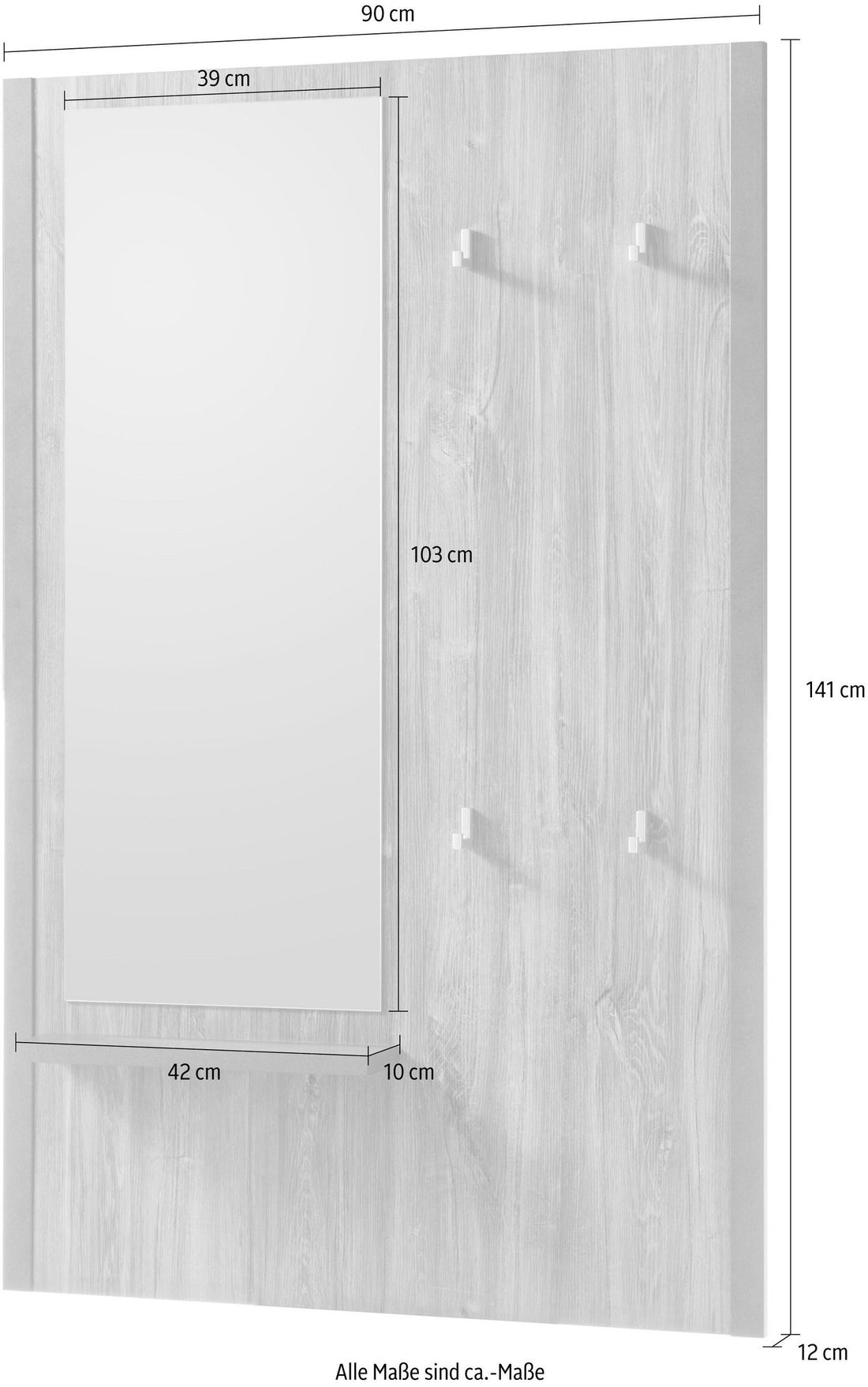 Cuier 90 cm, stil rustic, culoare vintage, design decorativ pentru hol PRAGA