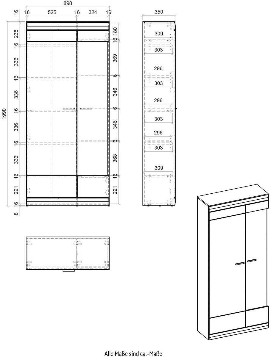 Vitrină modernă 199 cm, culoare gri-maro, 2 uși și 10 rafturi, 12 compartimente, design spațios și organizat pentru depozitare și expunere în living