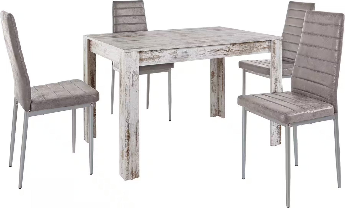 Set dining cu masă și 4 scaune, masă 120x80 cm, scaune înălțime 96 cm, design modern, ideal pentru bucătărie sau sufragerie
