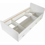 Cadru pat 90x200 cm, cu 3 sertare pentru depozitare, material PAL, culoare alb, design practic pentru dormitor, somiera și saltea neincluse - imagine 2