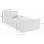 Cadru pat 90x200 cm, cu 3 sertare pentru depozitare, material PAL, culoare alb, design practic pentru dormitor, somiera și saltea neincluse - imagine 3