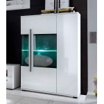 Comodă alb lucios 90 cm cu design modern și mâner negru, ideală pentru living sau dormitor, înălțime 140 cm NAPOLI