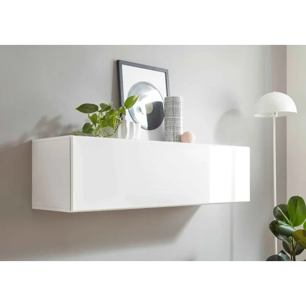 Comoda suspendată ~Jamaica~ culoare alb lucios, cu aspect modern, 130 cm lățime