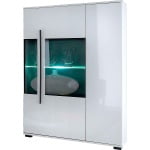 Comodă alb lucios 90 cm cu design modern și mâner negru, ideală pentru living sau dormitor, înălțime 140 cm NAPOLI - imagine 2