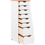 Comodă alb maro 34 cm cu 8 sertare din lemn masiv, design clasic compact pentru dormitor sau hol, înălțime 102 cm VENETIA - imagine 3