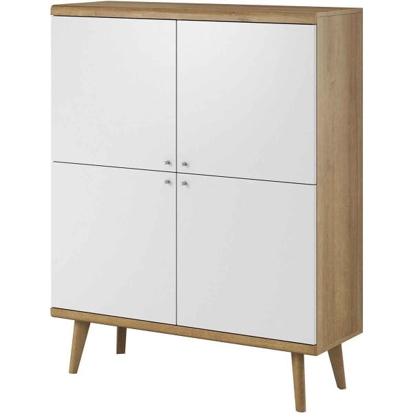 Comodă ~Texas~ culoare albă, in stil scandinav, cu picioare din lemn masiv de stejar, 107 cm lățime - imagine 2
