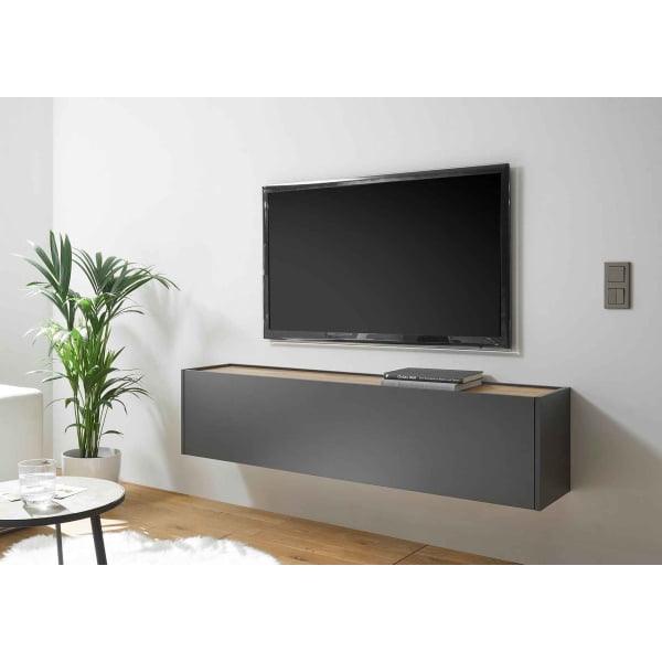 Comoda TV suspendată ~Vegas~ in stil clasic, culoare gri-maro, 150 cm lățime - imagine 1