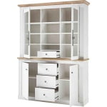 Bufet ~Mykonos~ in stil rustic romantic, cu aspect de lemn, mânere metalice, culoare alb-maro, 153 cm lățime - imagine 2