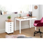 Comodă alb maro 34 cm cu 8 sertare din lemn masiv, design clasic compact pentru dormitor sau hol, înălțime 102 cm VENETIA - imagine 2