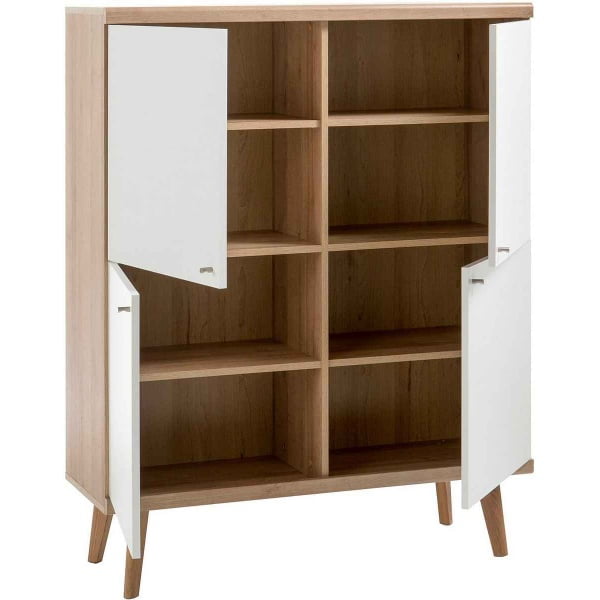 Comodă ~Texas~ culoare albă, in stil scandinav, cu picioare din lemn masiv de stejar, 107 cm lățime - imagine 3