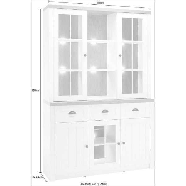 Bufet ~Palma~ cu aspect de lemn, modern, culoare alb-maro, 130 cm lățime - imagine 4
