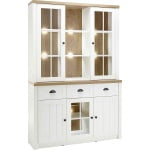 Bufet ~Palma~ cu aspect de lemn, modern, culoare alb-maro, 130 cm lățime - imagine 2