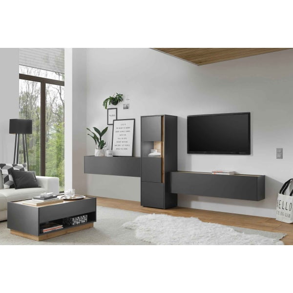 Comoda TV suspendată ~Vegas~ in stil clasic, culoare gri-maro, 150 cm lățime - imagine 4