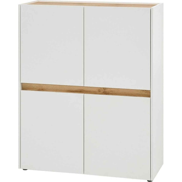 Comodă înaltă ~Vegas~ alb-maro, cu design modern, 100 cm lățime