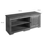 Comodă TV maro 130 cm din lemn masiv de pin, design clasic pentru living VENEȚIA - imagine 4