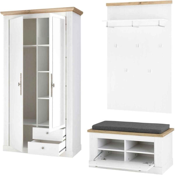 Set hol ~Mykonos~ format din 3 piese, într-un stil rustic, romantic, 220 cm lățime, culoare alb-maro, material MDF