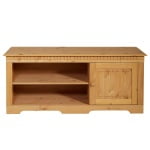 Comodă TV maro 130 cm din lemn masiv de pin, design clasic pentru living VENEȚIA - imagine 2