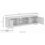 Comoda TV, 158 cm latime, culoare alb/stejar sonoma - imagine 5