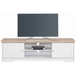 Comoda TV, 158 cm latime, culoare alb/stejar sonoma - imagine 2