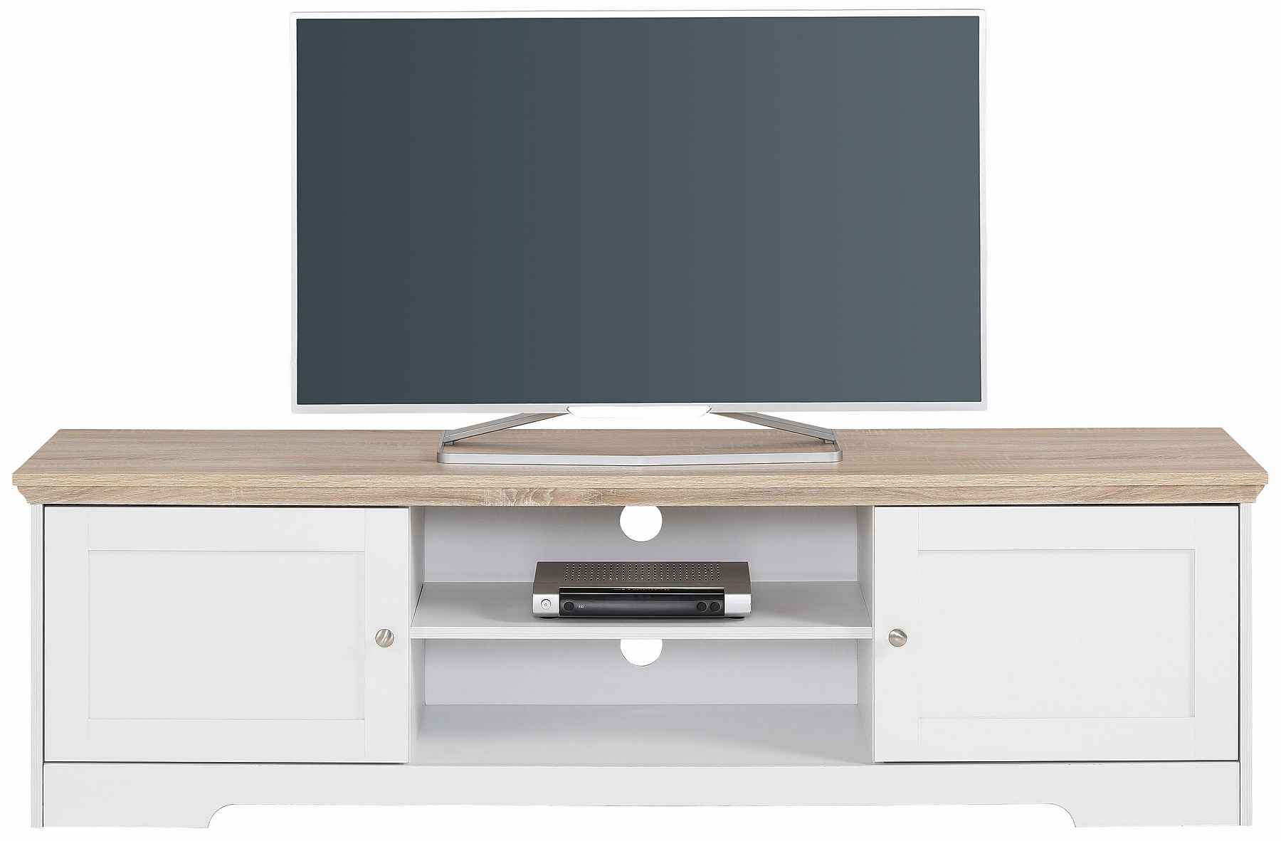 3BF59248-9B37-419A-81CC-D8192887BE98 Comoda TV, 158 cm latime, culoare alb/stejar sonoma - imagine 2