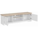 Comoda TV, 158 cm latime, culoare alb/stejar sonoma - imagine 4