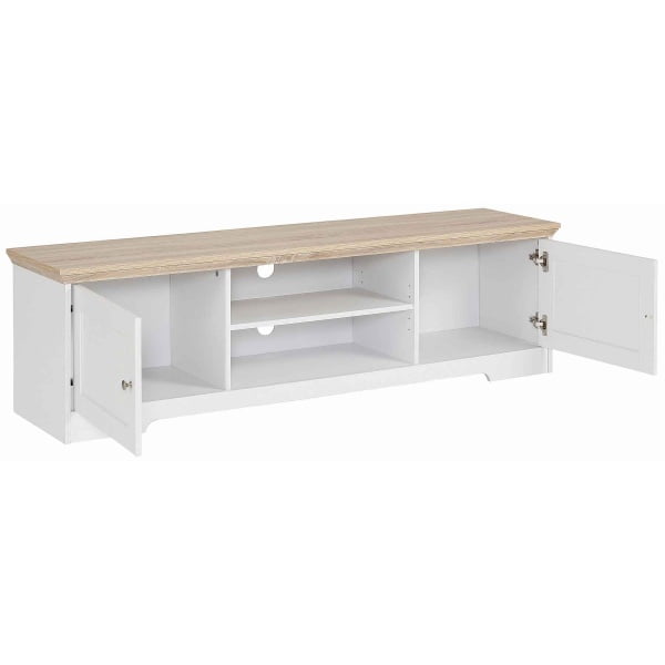 Comoda TV, 158 cm latime, culoare alb/stejar sonoma - imagine 4