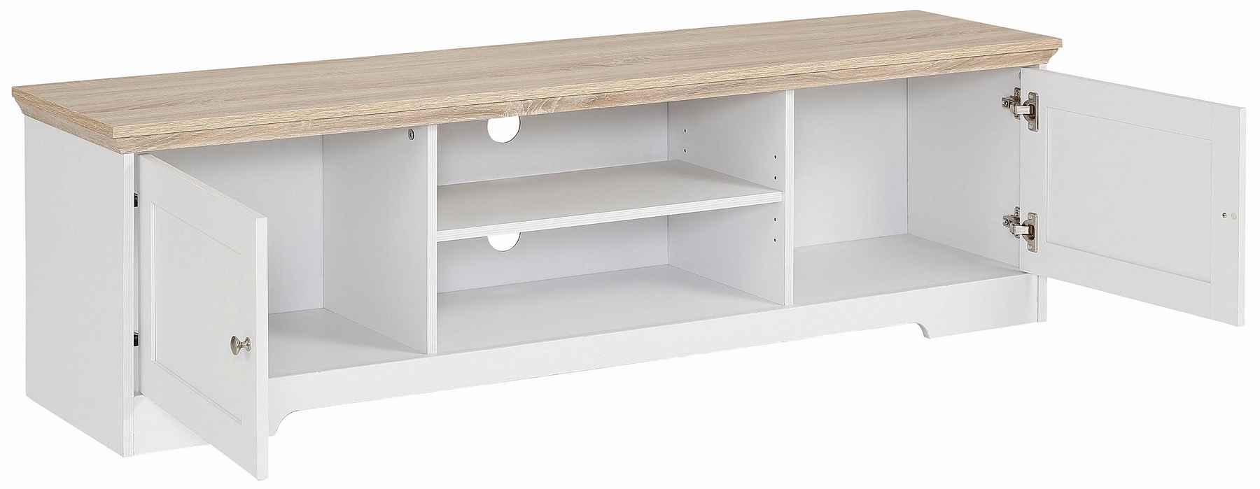 46A0F1F8-C34B-4A72-A4FA-D907A9A5EEDD Comoda TV, 158 cm latime, culoare alb/stejar sonoma - imagine 4