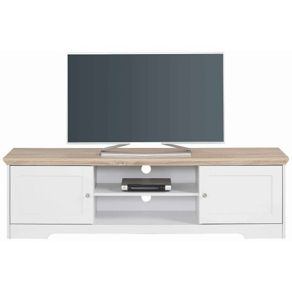 Comoda TV, 158 cm latime, culoare alb/stejar sonoma - imagine 3