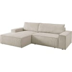 Coltar ~Hayak~ extensibil cu lada de depozitare, 267x167 cm, culoare bej, material velur raiat catifelat - imagine 4