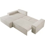 Coltar ~Hayak~ extensibil cu lada de depozitare, 267x167 cm, culoare bej, material velur raiat catifelat - imagine 7