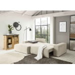 Coltar ~Hayak~ extensibil cu lada de depozitare, 267x167 cm, culoare bej, material velur raiat catifelat - imagine 6